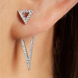 Adornia Swarovski Crystal Double Triangle Earrings NWT